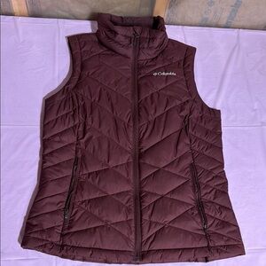 Columbia OmniHeat Red Puffer Vest with High Collar